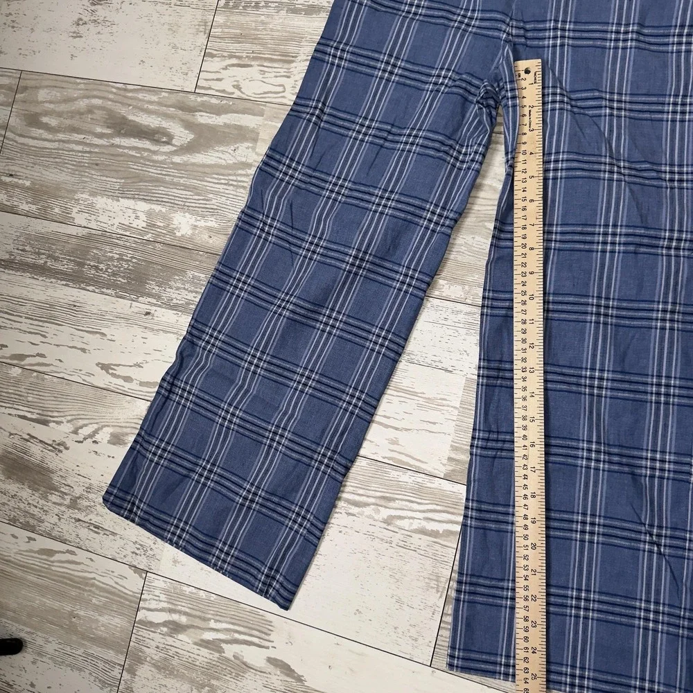 Banana Republic Pants Womens 2 Blue Plaid Linen Blend Twill Cropped Dress